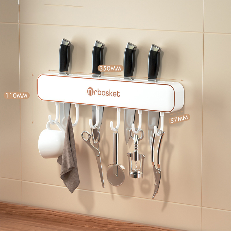 Kitchen knife holder Wall mounted kitchen shelf Non-punching strong adhesive hook Multi-function knife holder storage rack