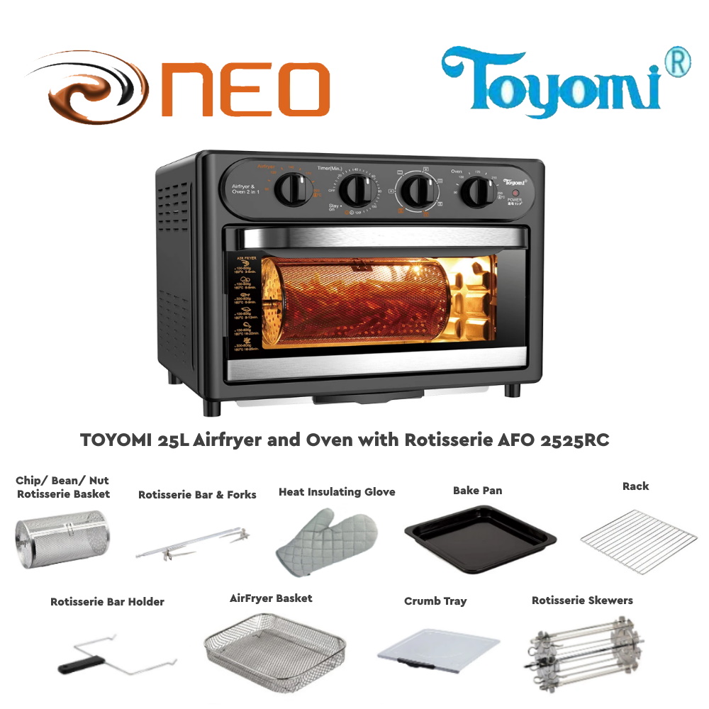 Toyomi 25L AirFryer & Oven 2in1 with Rotisserie Air Fryer Oven AFO