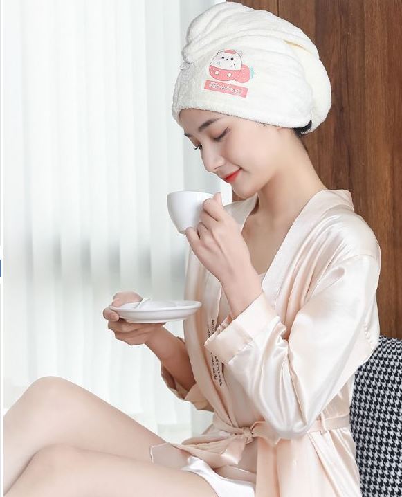 [FreeShipping] portable super absorbent hair towel with button closure