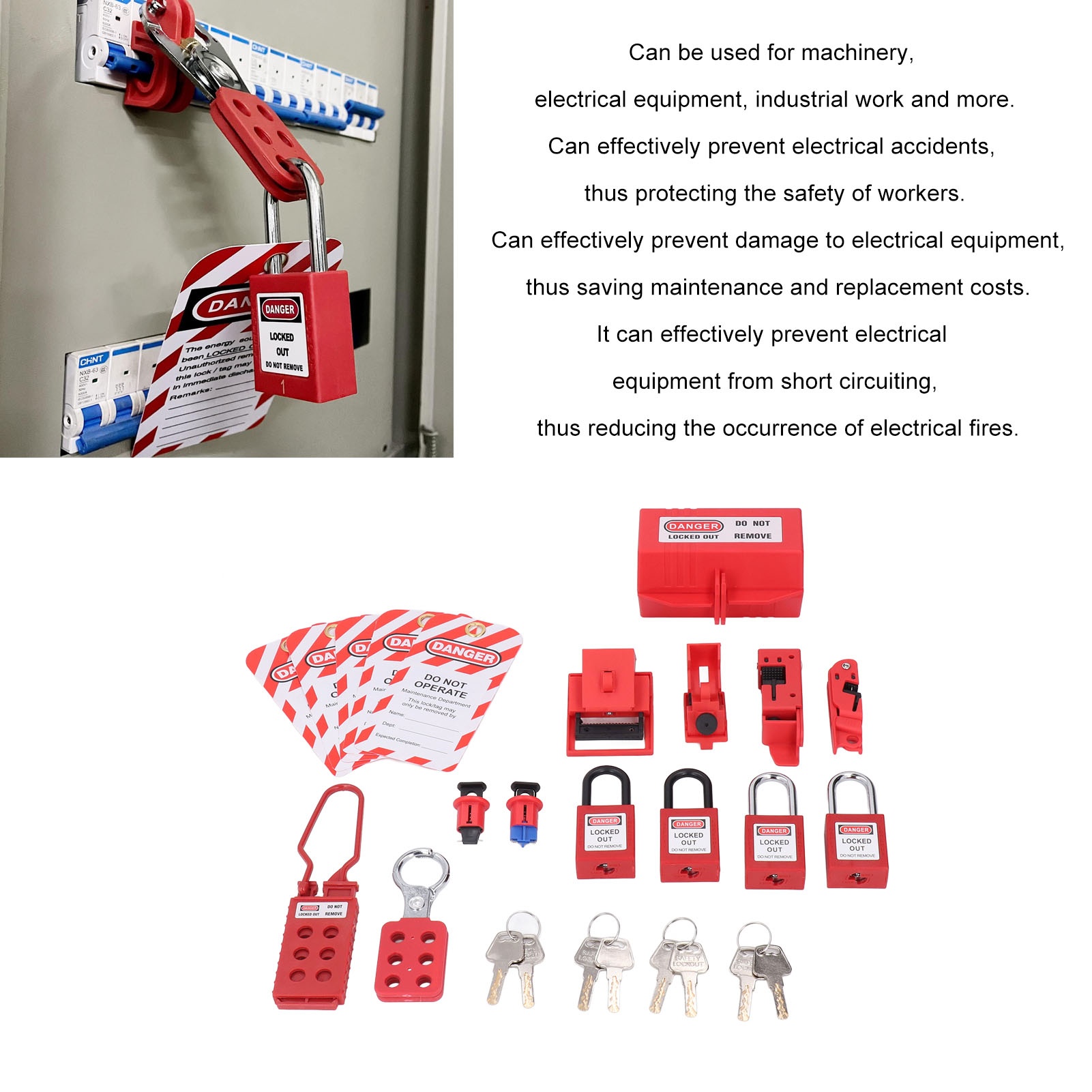 Lockout Tagout Kit Multifunctional Lockout Tag for Electrical Equipment