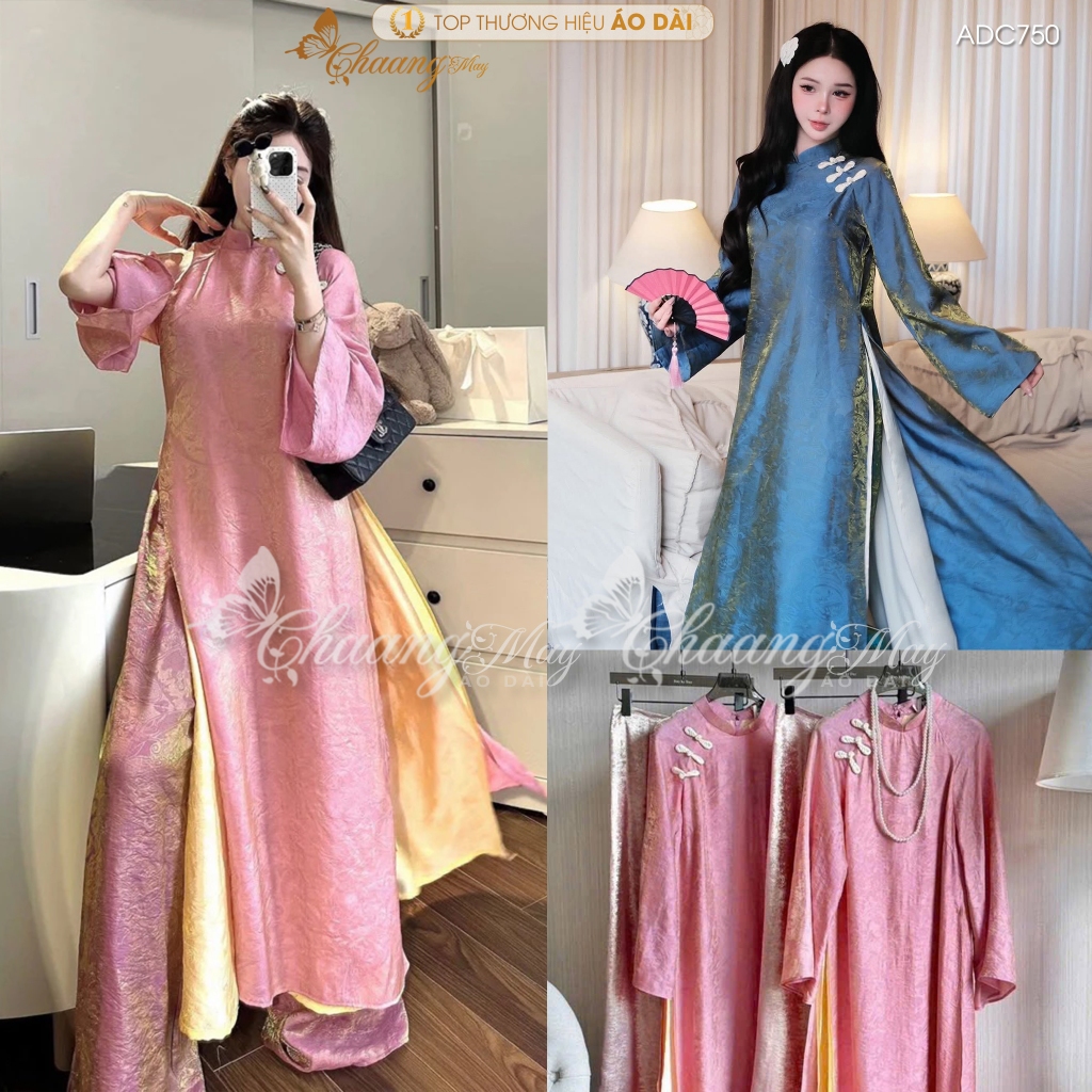 Áo dài Thanh Nhã cách tân nữ 4 tà lụa tằm óng The Tencel dáng suông xưa ADC750 áo dài Tết 2026 dự tiệc cưới hỏi lễ đẹp
