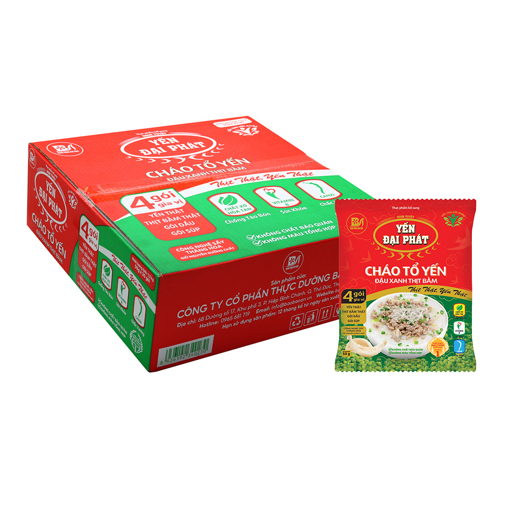 Cháo Tổ Yến Đậu Xanh Thịt Bằm  x 50gr