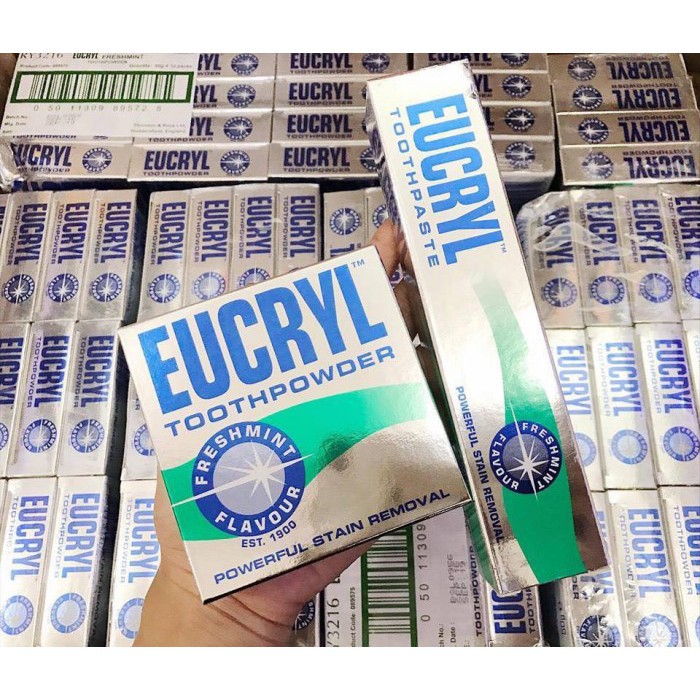 Kem / Bột Eucryl làm trắng răng Toothpaste (62g) & Toothpowder (50g)