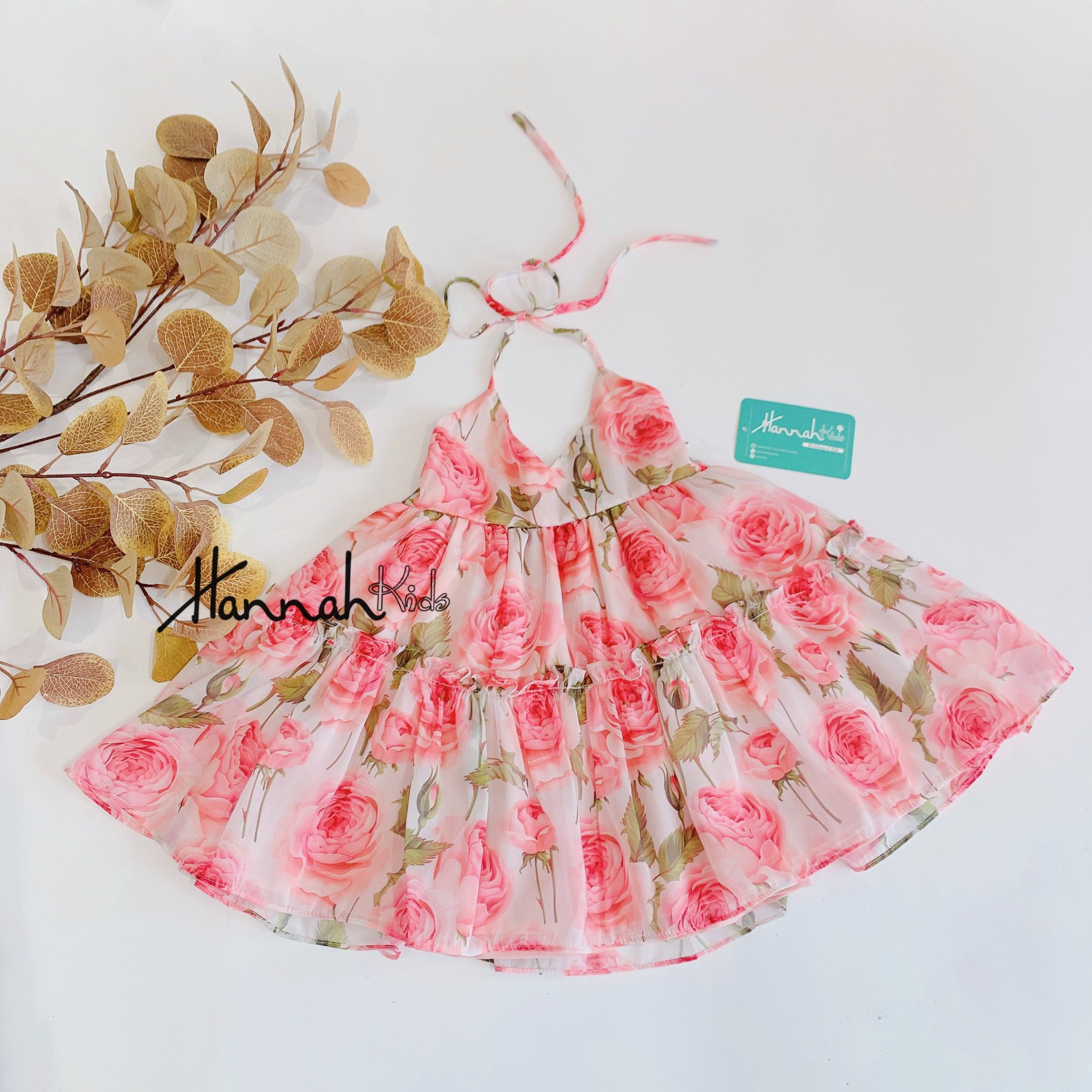 Váy yếm mùa hè cho bé gái 8-35kg, đầm mùa hè cho bé gái 1-10 tuổi, váy yếm hoa voan tơ cho bé hannah kids