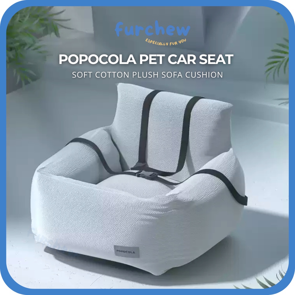 [SG] POPOCOLA Pet Safety Car Seat Sofa Cushion in Grey with Safety Hook