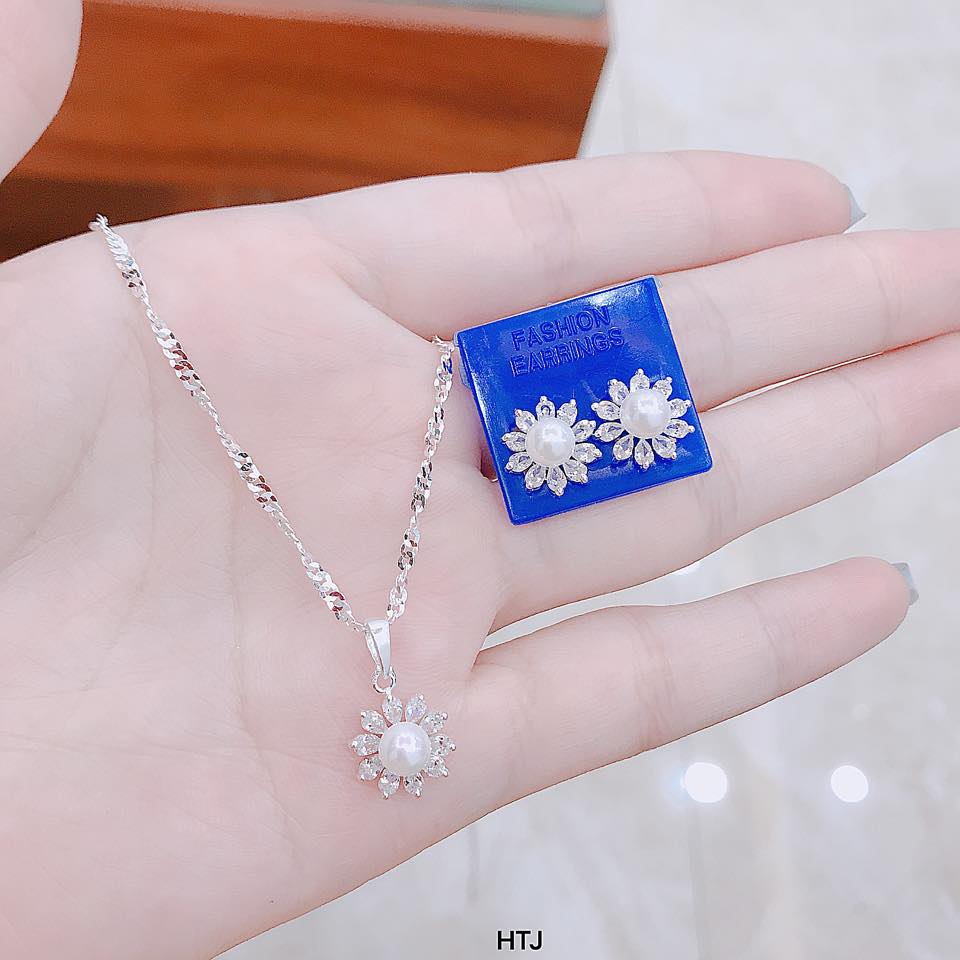 Bộ trang sức bạc mặt hoa chất liệu bạc s925 MS175b