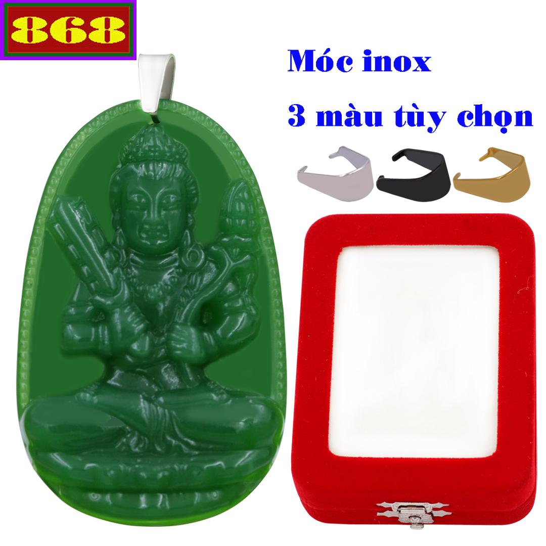 Mặt dây chuyền Phật Hư Không Tạng Bồ Tát thạch anh xanh - Hộ mệnh tuổi Sửu, Dần - Size phù hơp cho nam và nữ