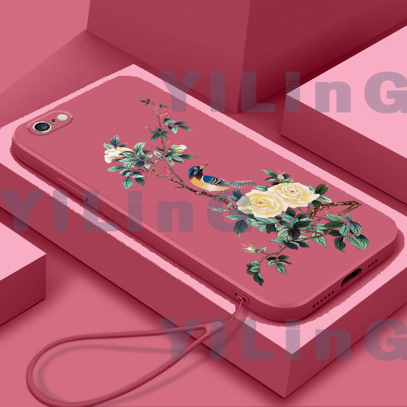 For iPhone 6 Plus=6S Plus Phone case Flower and bird design cartoon TPU soft cover