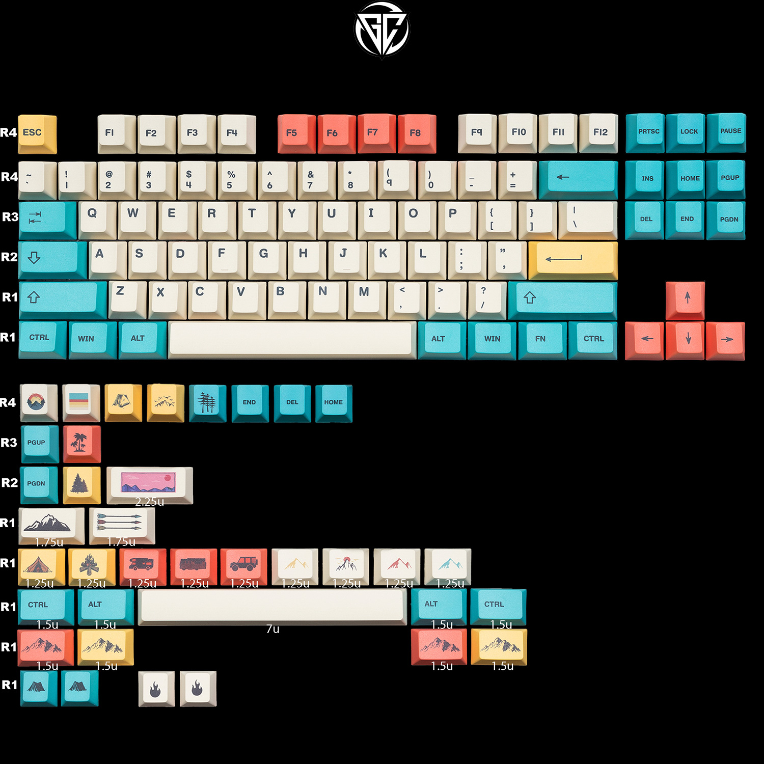 Keycap 80s Wild Life 111 nút bàn phím cơ Thick PBT Cherry Profile