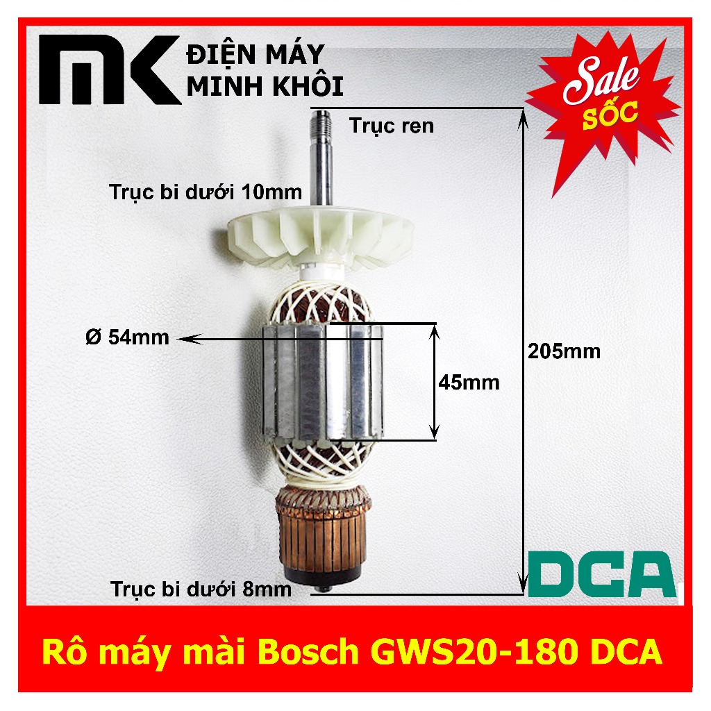 (Hàng DCA) Rô máy mài Bosch GWS20-180 trục ren