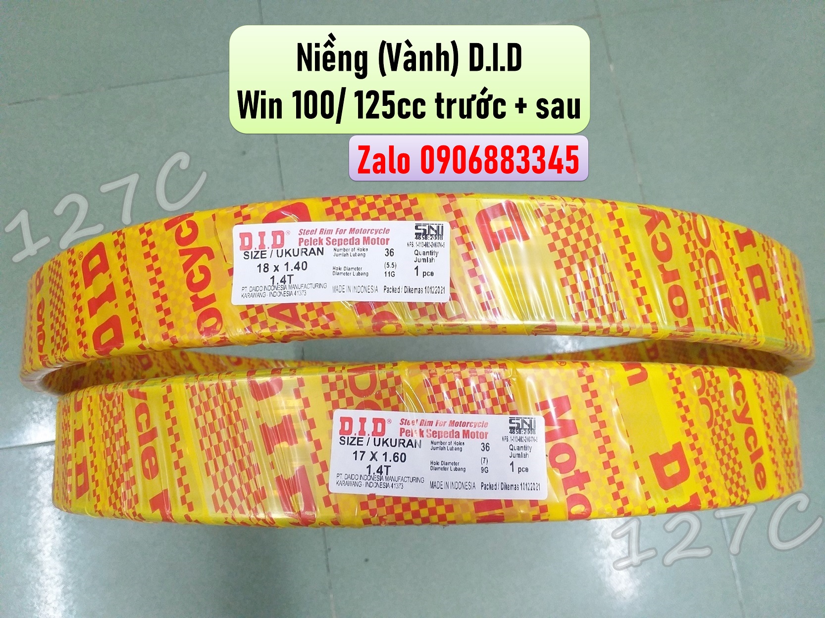 [HCM] Cặp niềng (vành) D.I.D Win 100/ 125cc (Nhập khẩu indo)