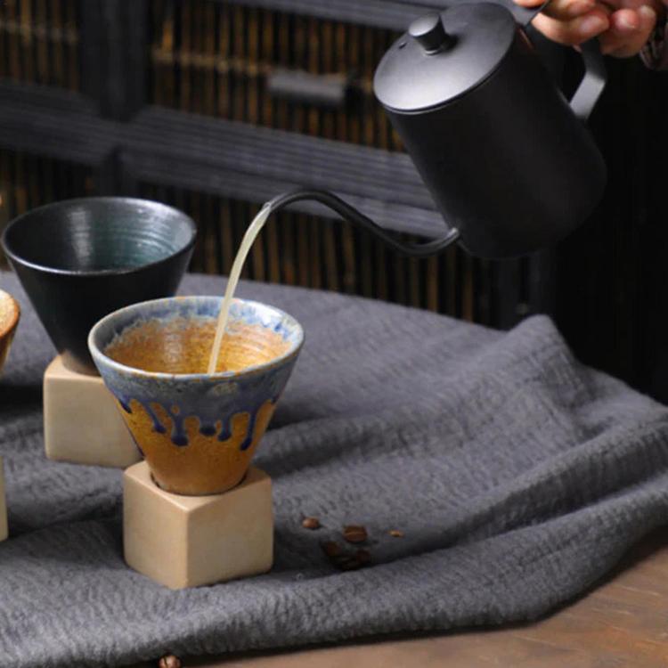 Coarse Ceramic Coffee Cup Ceramic Coffee Mug with Base Ceramic Mug with Base Creative Coffee Cup Funnel Coffee Tea Cup 200Ml/7 Oz Ceramic Cup Cone Shape Porcelain Mug Coarse fitting