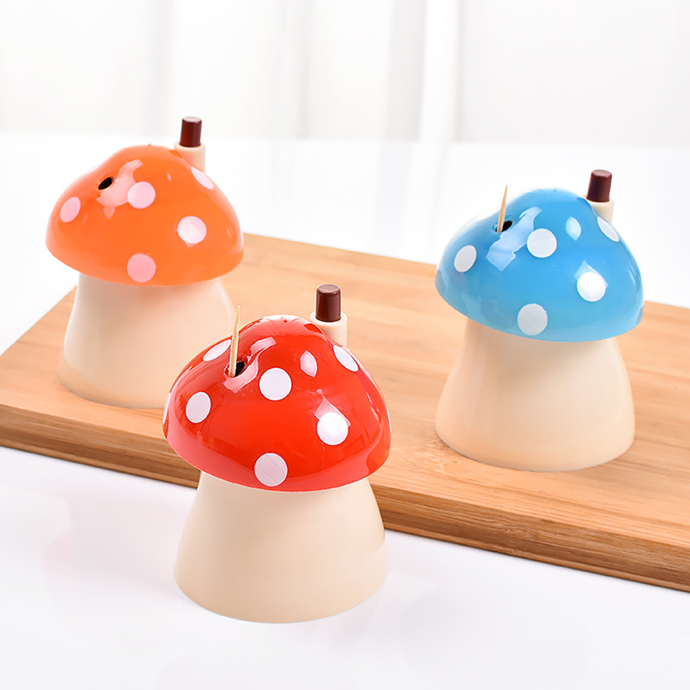 1Pc Portable Home Bar Mushroom Automatic Toothpick Storage Box Dispenser Holder