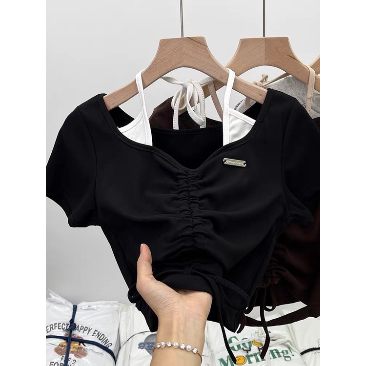 [FREESHIP + VOUCHER] Áo kiểu DÂY RÚT giữa giả yếm