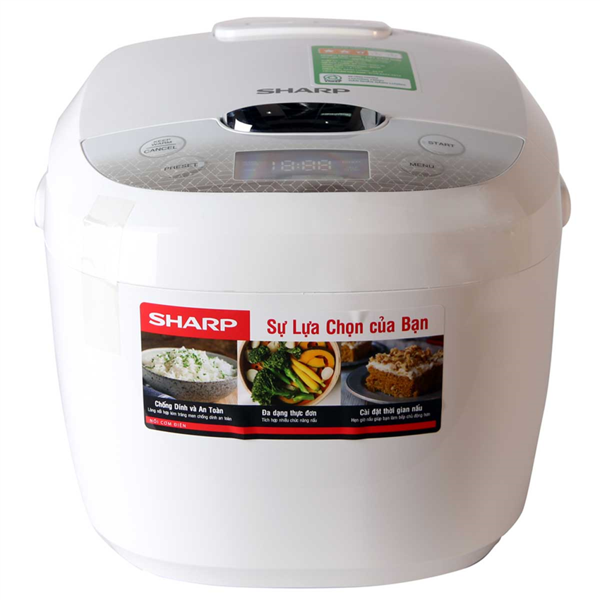 Nồi Cơm Điện Tử Sharp ks-com186EV,dung tích1,8l,Nồi Cơm Điện Tử Sharp,nồi cơm điện,nồi cơm điện đa năng,nồi cơm thiết kế tay cầm cách nhiệt,chức năng hen giờ,giữ ấm12h,lòng nồi chống dích,hàng cao cấp,BH 12 THÁNG.