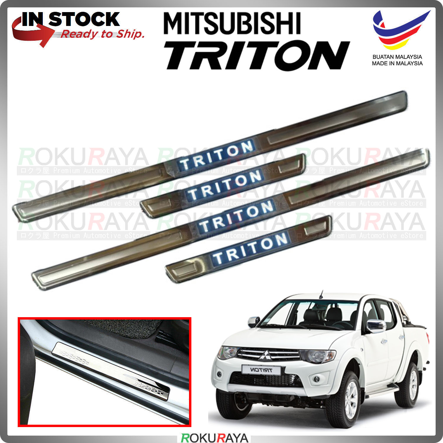 [BESI with LED] 4PCS Mitsubishi Triton Old Stainless Steel Chrome Side ...