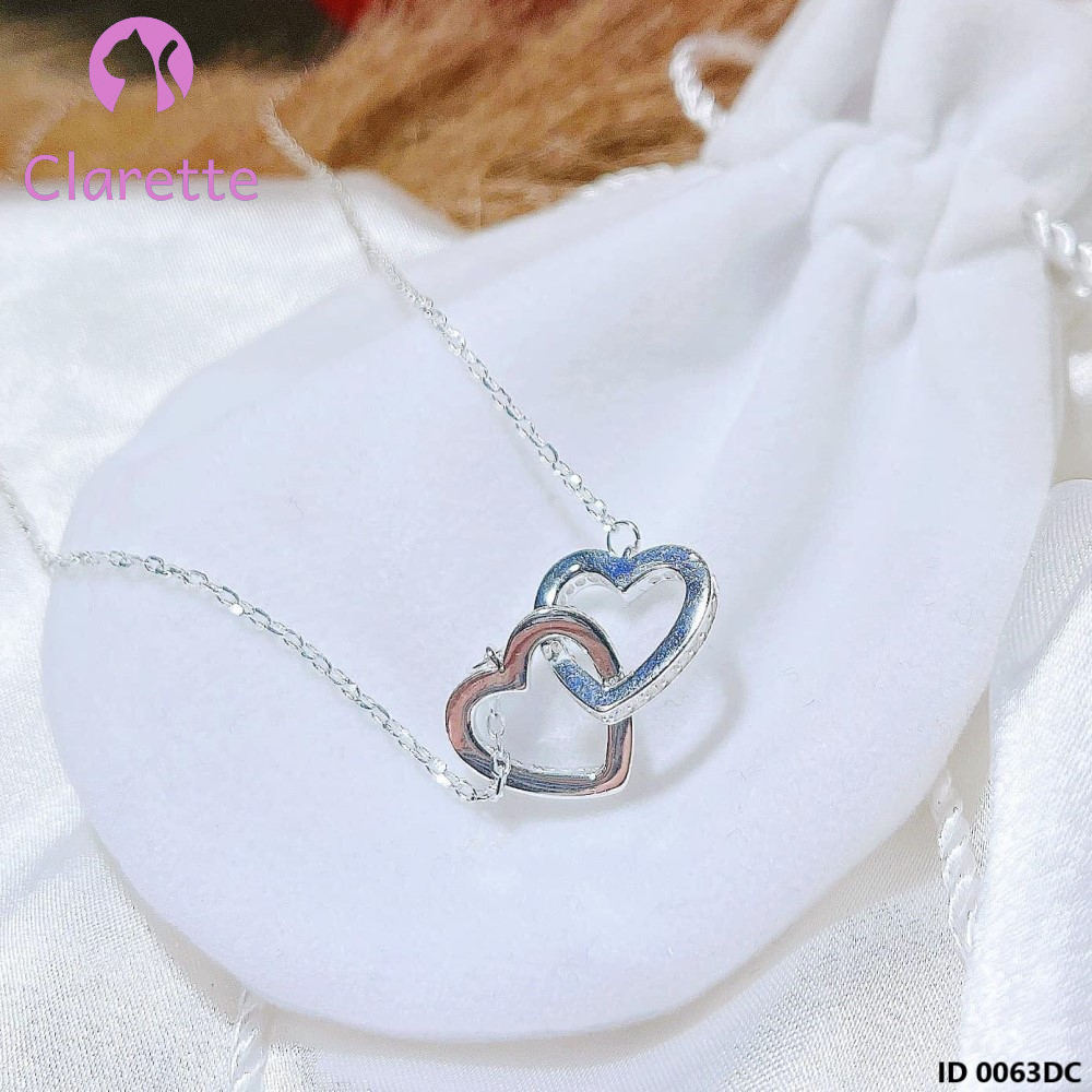 Dây chuyền bạc mặt hình hai trái tim lồng Clarette 0063DC