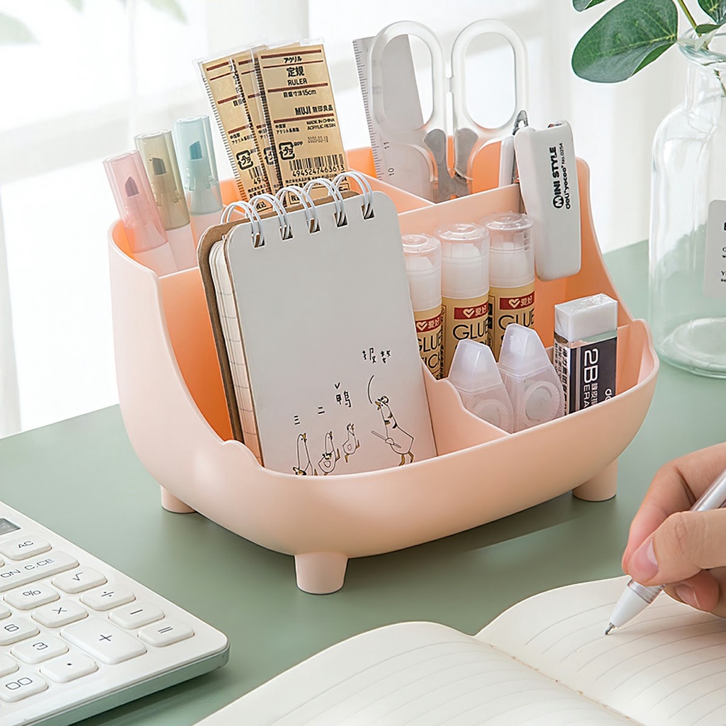 Hộp Đựng Bút Để Bàn Lưu Trữ Văn PHòng Phẩm Tặng Kèm Sticker Dễ Thương