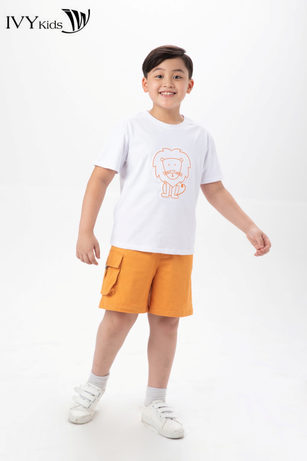 Áo thun bé trai hình sư tử ivy moda ms 57k1464