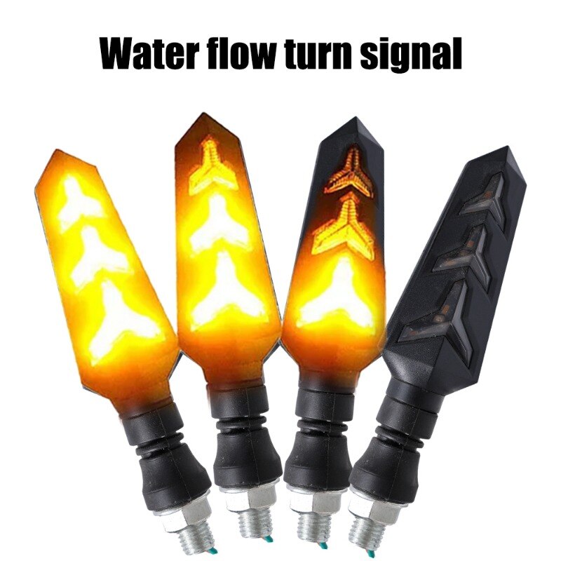 2PCS Motorcycle 3LED Turn Indicator Light Motorcycle Modified Bendable Flow Turn Signal Light