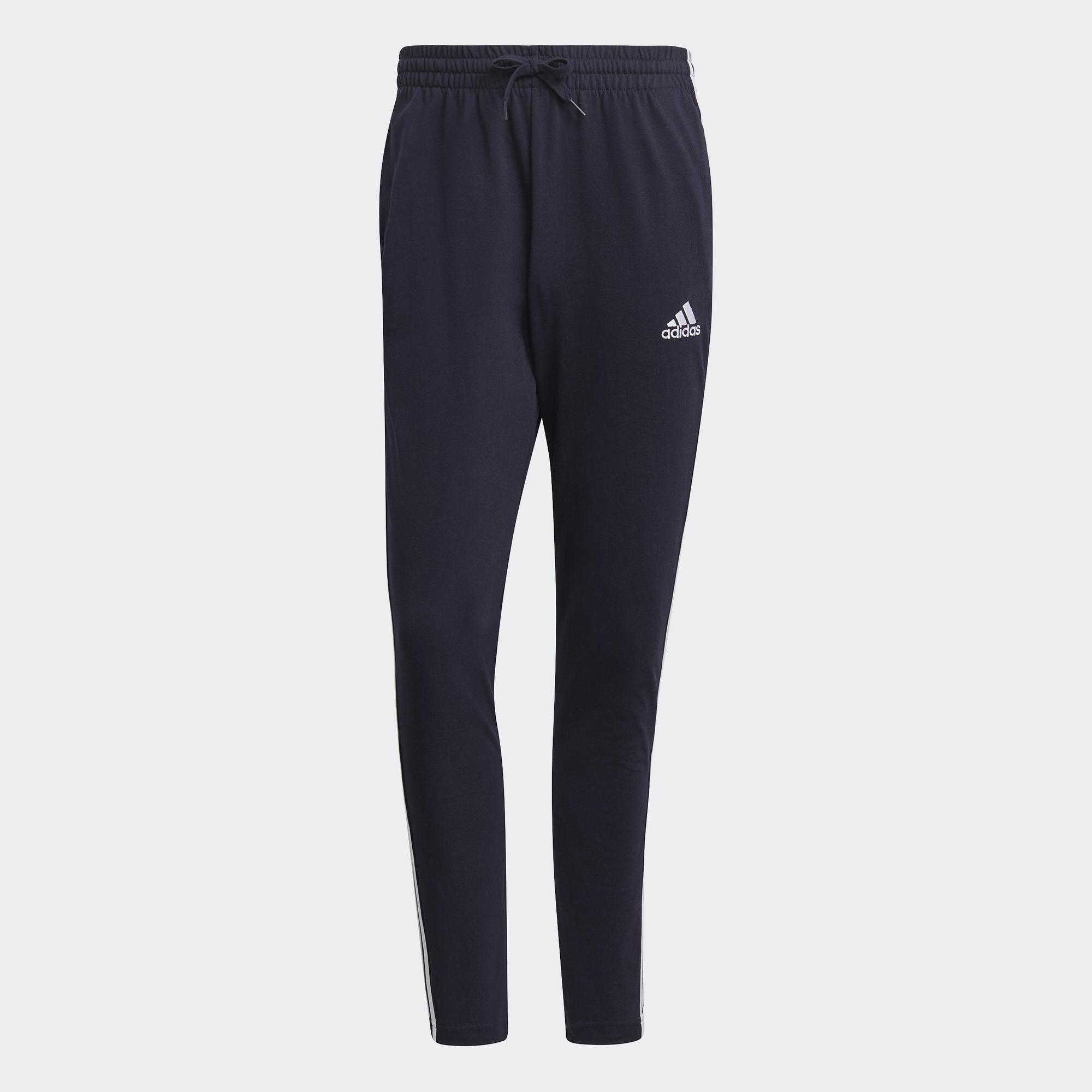 Adidas Phong cách sống Quần 3 Sọc ống côn gấu thẳng single jersey Essentials Nam Màu xanh da trời GK8997