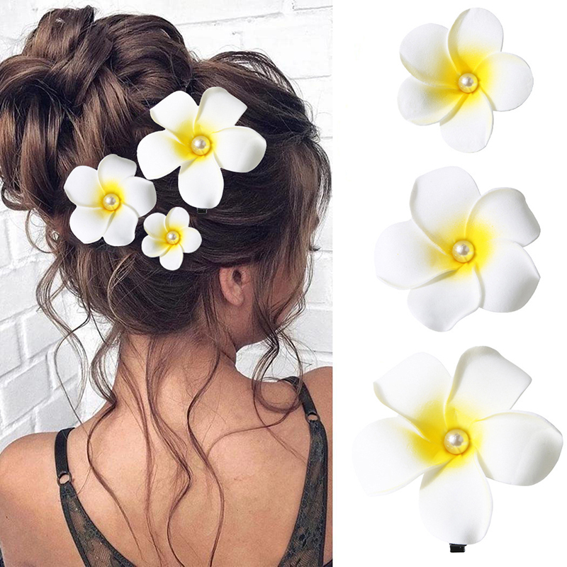1Pcs Plumeria Flower Hair Clips For Women Girls Hairpins Egg