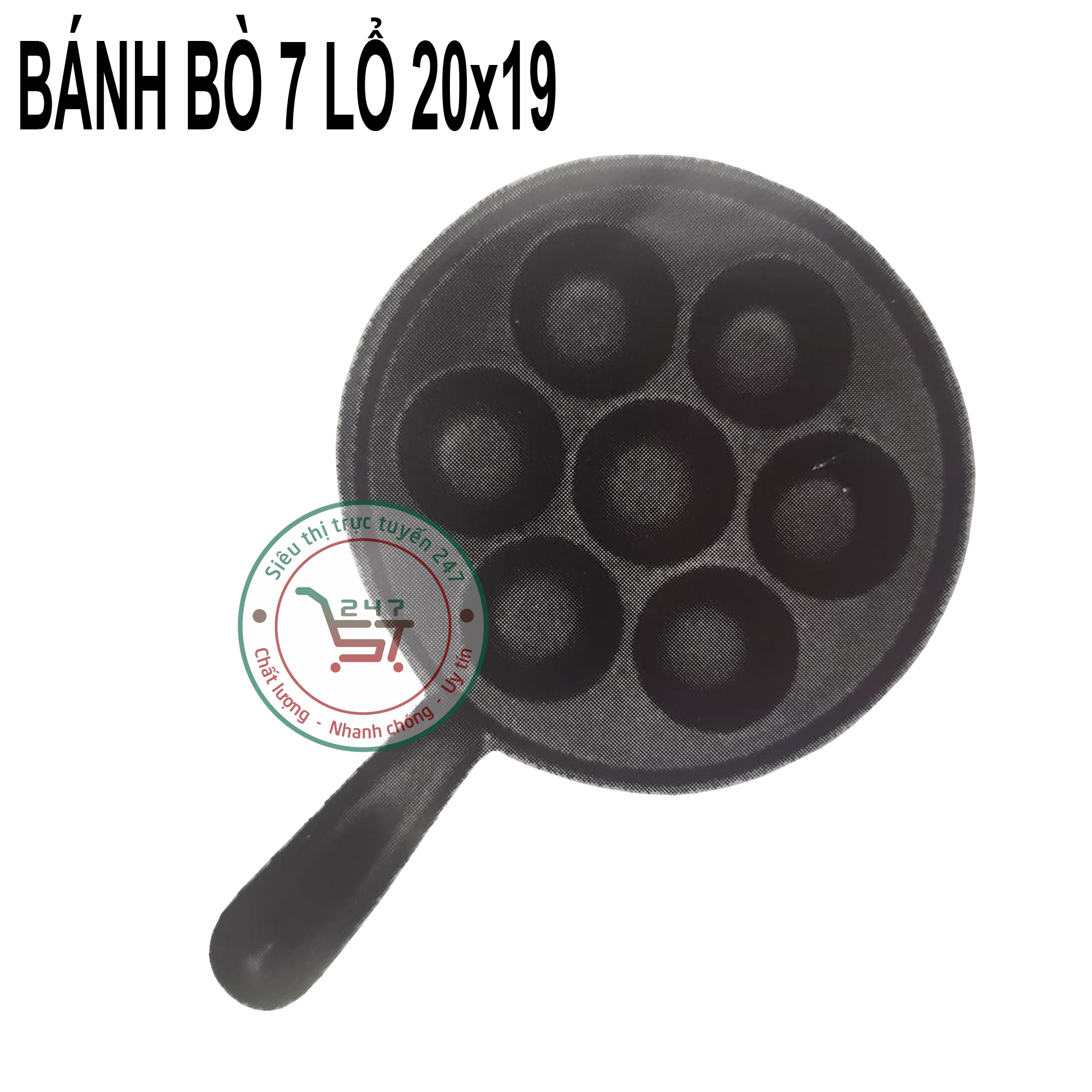 Khuôn nướng bánh bò tay cầm chống dính 7 lổ bánh 20x19 cm Khuôn nướng bánh thơm ngon tiện dụng cho gia đình bạn