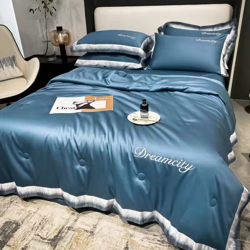Bộ chăn ga gối phi lụa Chăn chần bông mỏng mát phong cách Hàn Quốc Dreamcity đủ màu sắc và kích thước -Tranlanshop