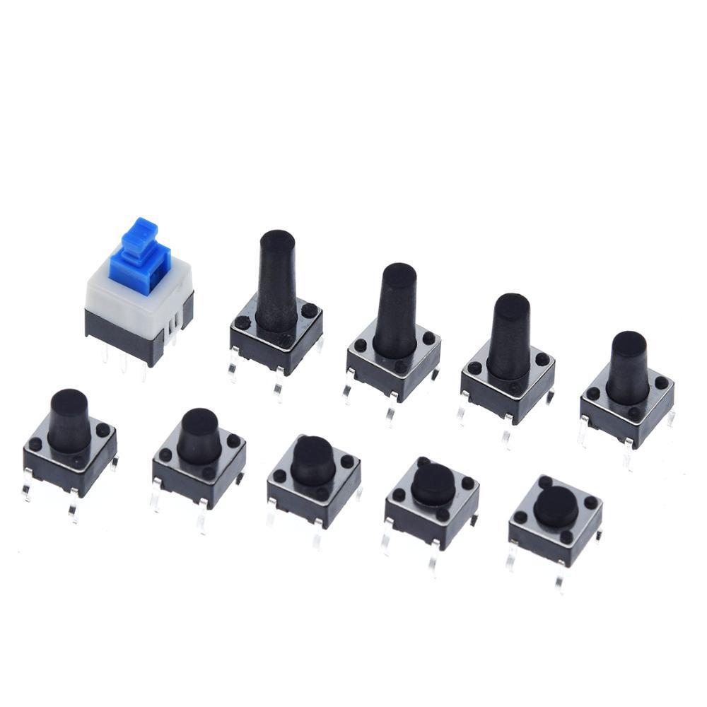 pcbfun Tactile Push Button Switch Micro Momentary Tact Assortment Kit 180 pcs 6mm Micro Switches with Storage Case