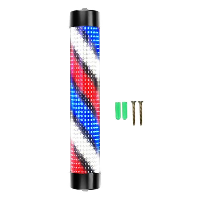 【Latest Style】 Rainproof Barber Shop Pole Rotating Novelty Lighting Indoor Outdoor Wall Mounted Hair Salon Stripes Lights