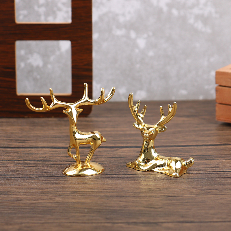 Elk Deer Statue Nordic Christmas Reindeer Art Figurine Vintage Golden ...