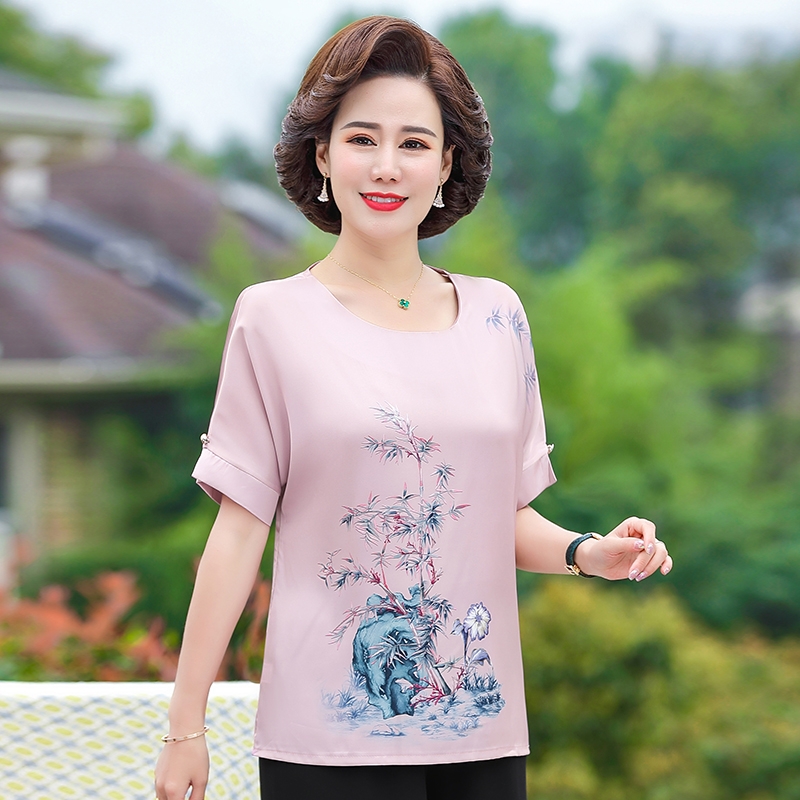 áo trung niên nữ- áo sơ mi lụa cho mẹ u50-60-70