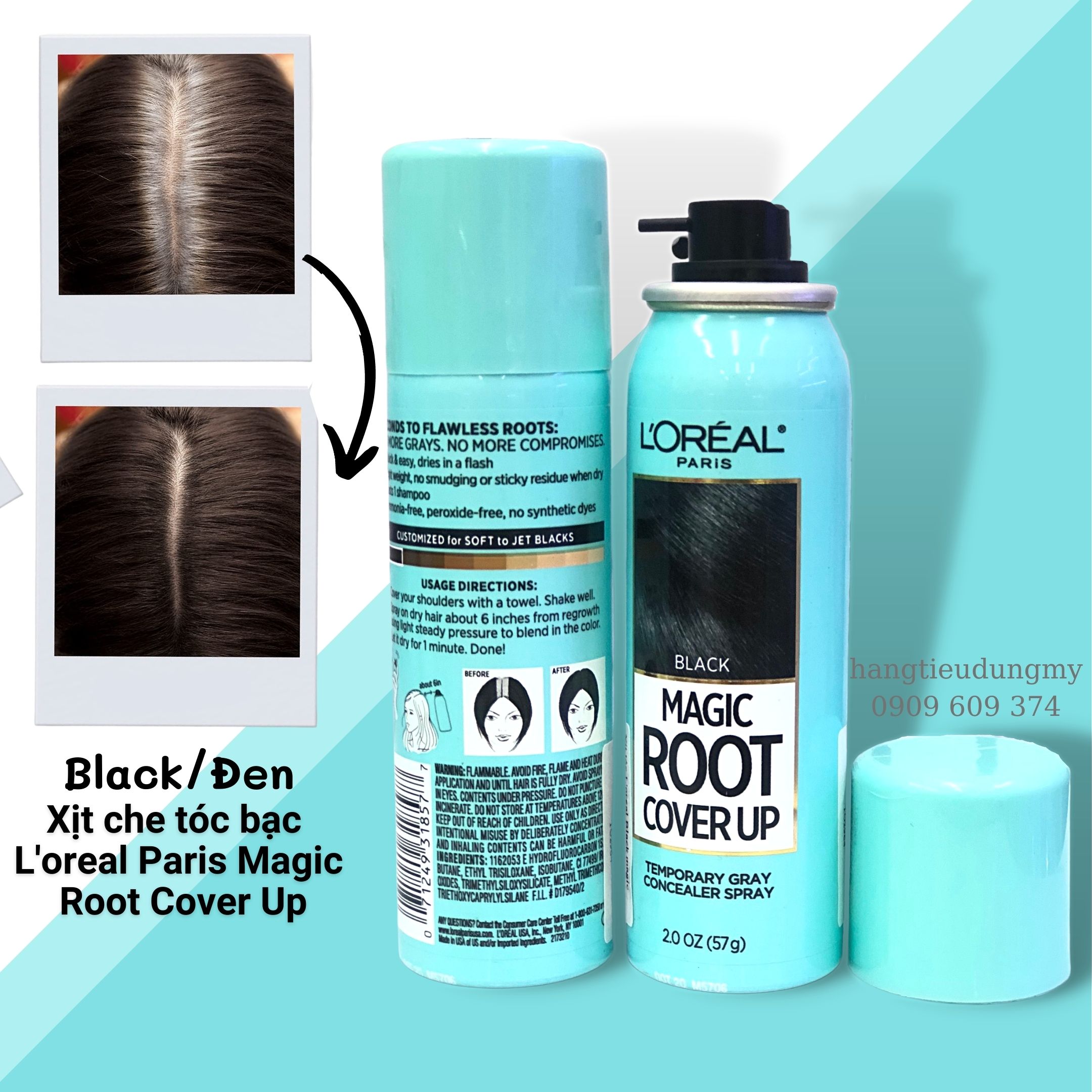 Xịt phủ che tóc bạc L'Oreal Paris Magic Root Cover Up Gray Concealer Spray 57g