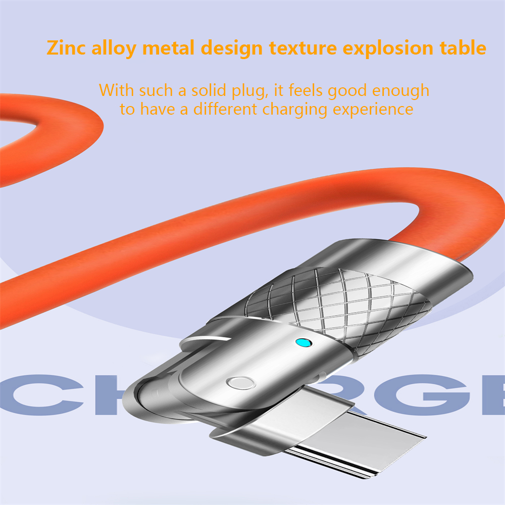 FLEWWER 120W TYPE-C Fast Charging Data Cable Zinc Alloy Elbow 180 Degree Rotating Charging Cable