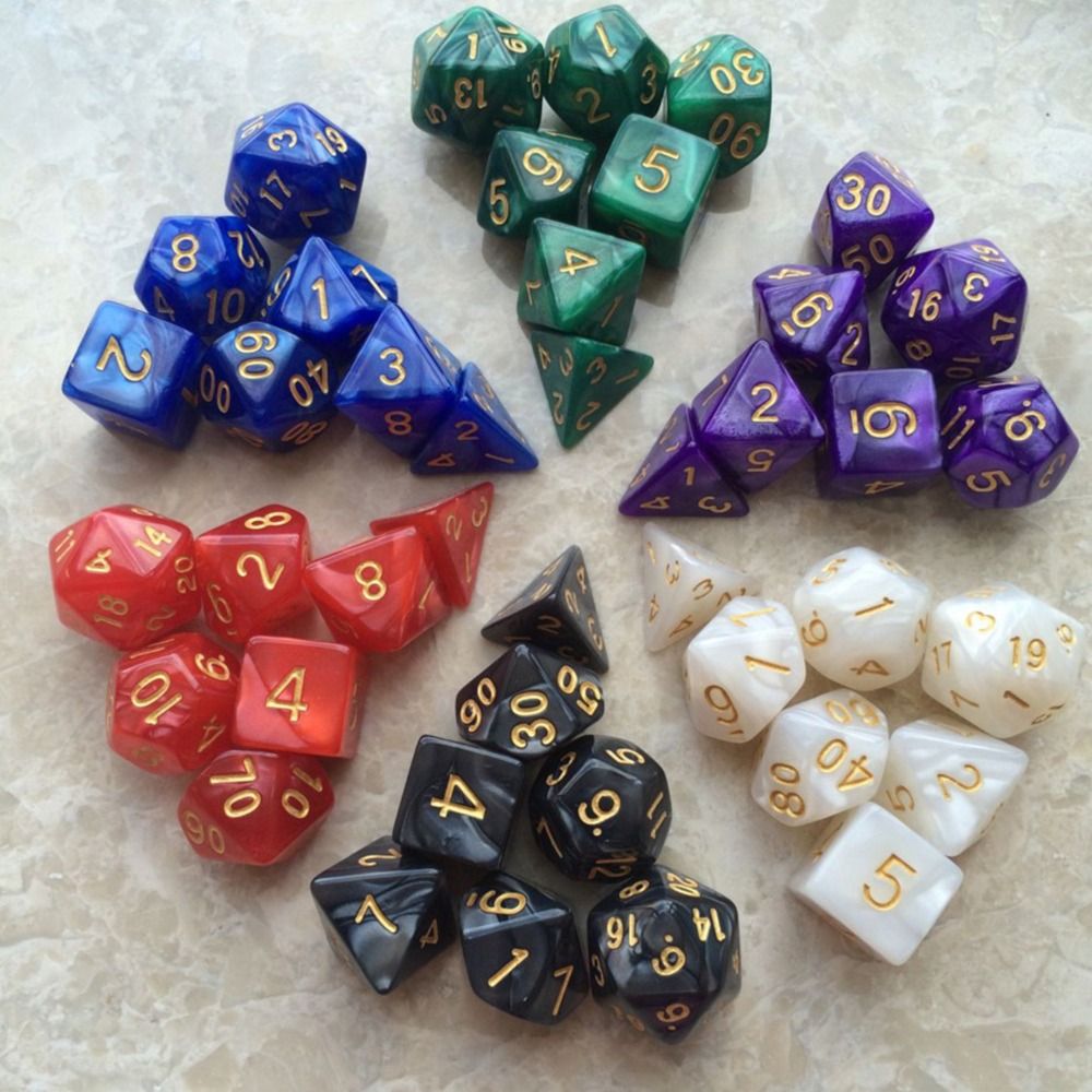 Khá MJ 7 cái/Bộ trò chơi trên bàn DND DICE D4 D6 D8 D10 D12 D20 7-Die xúc xắc đa diện nhiều mặt Acrylic trò chơi xúc xắc trpg DND