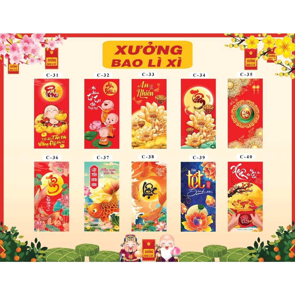 [Giá hủy diệt] Combo 2000 lì xì 2024, bao lì xì tết