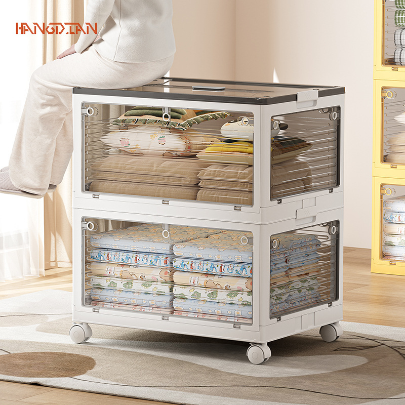 Folding storage box three-door student dormitory book folding box pet storage box transparent snack organizing box