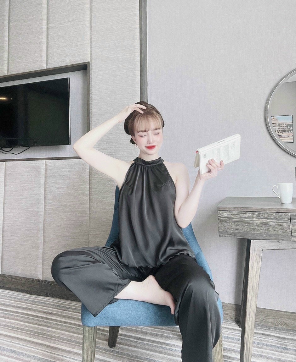 Sét bộ satin cổ yếm cao cấp-TH