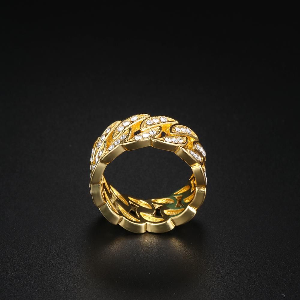 1 Chiếc Nhẫn Vàng Cuba 14K Chắc Chắn Nhẫn Đính Đá Trắng Với Nhẫn Kim Cương Trắng Quà Kỷ Niệm Nhẫn Cưới Trang Sức Cỡ 5-11