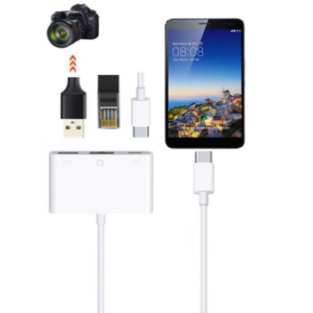 CÁP CHUYỂN ĐỔI HUB TYPE C TO LAN 3 IN 1  Lan + USB + TYPE C