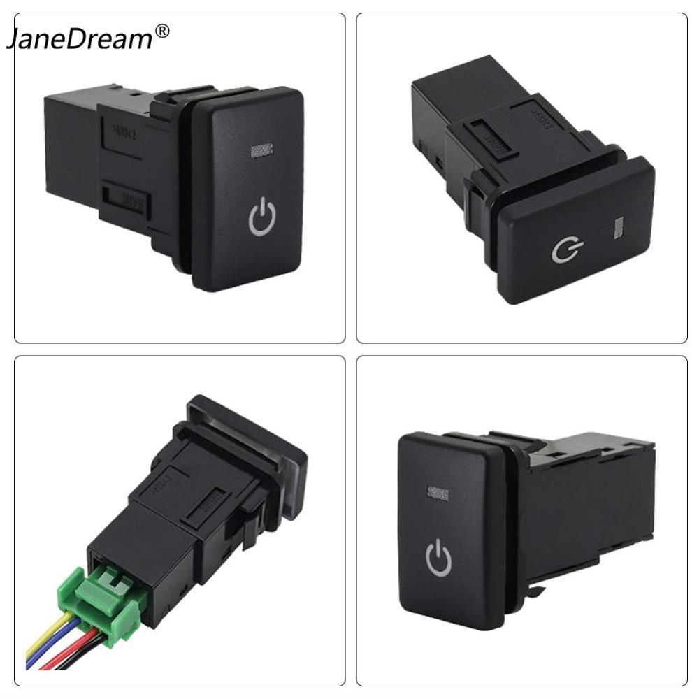 JaneDream Car LED DRL Power Fog Light Rearview Mirror Heating Button Front Rear Switch Green Light with Cable for Toyota Camry Prius Corolla