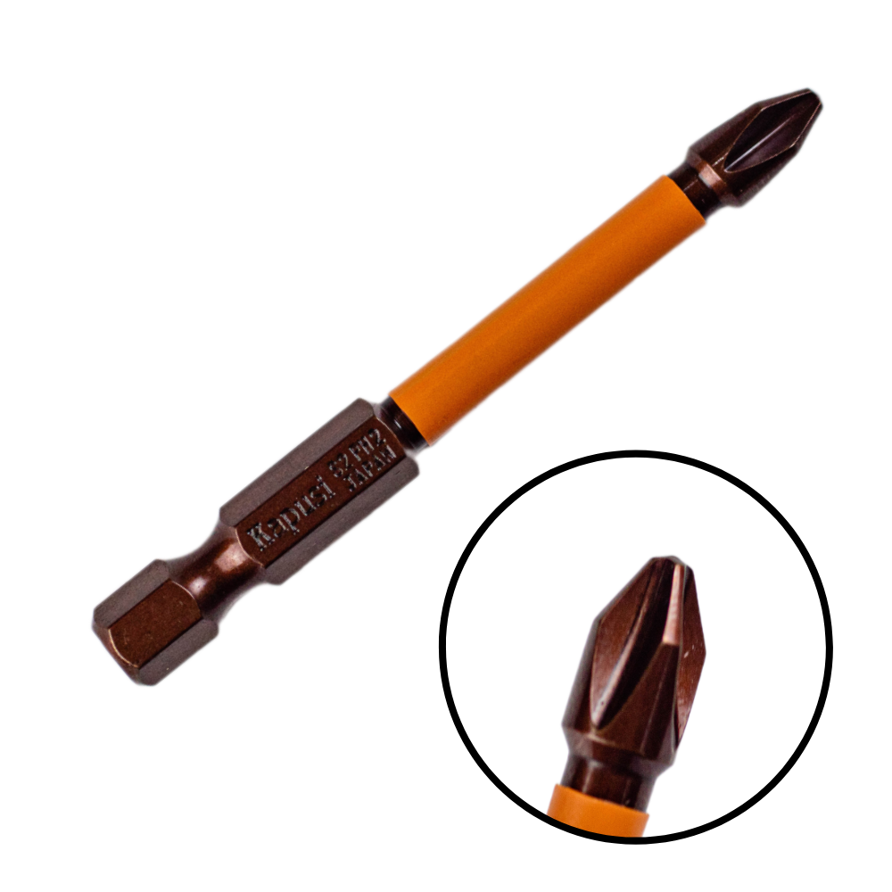 Mũi bắt vít PH2 chuôi lục giác chiều dài 65mm chất liệu S2 cao cấp, Mũi bắn vít đầu bake, 4 cạnh chuyên dụng