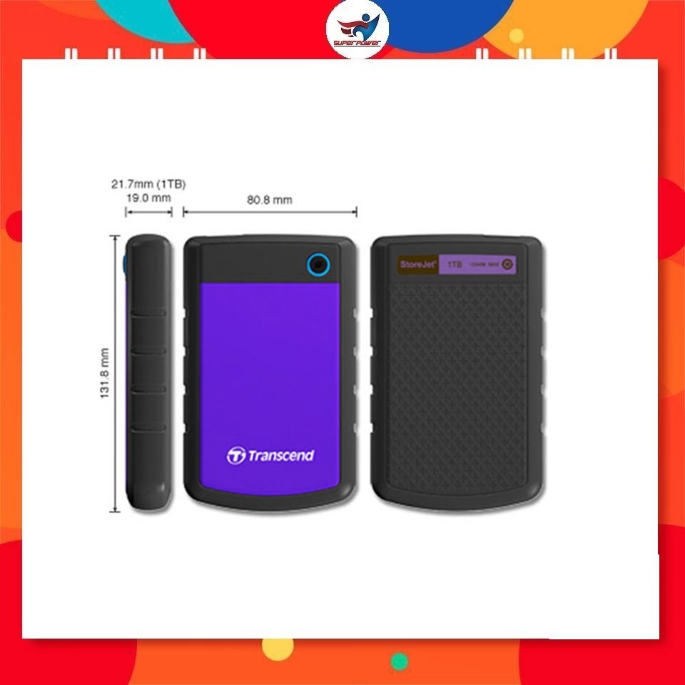 Ổ cứng di động gắn ngoài transcend 2.5" 1tb,2tb,4tb m3s/h3b/m3g/h3p usb 3.0