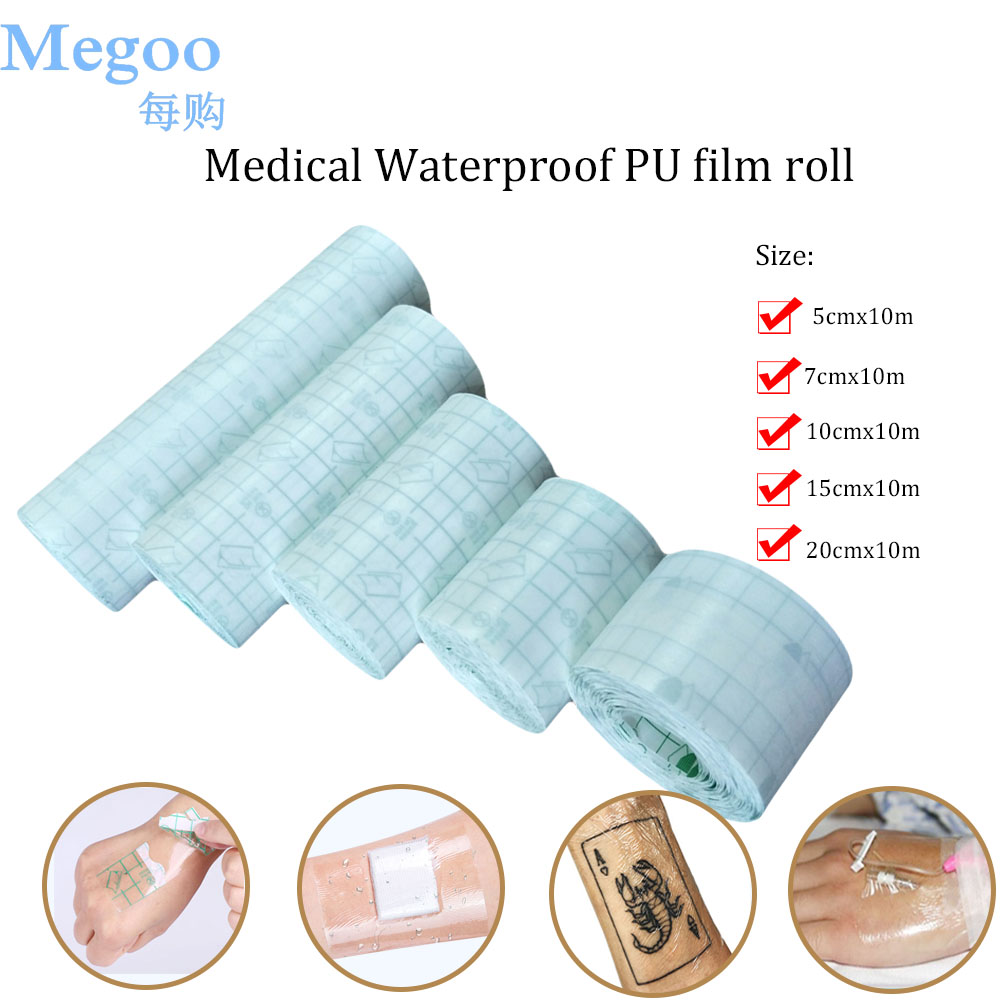 2 cuộn thoáng khí không thấm nước hình xăm aftercare PU Màng băng PU phim hình xăm băng cuộn ống thông kim Ống gạc cố định