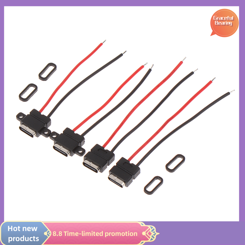 Graceful 1pcs USB Type C Waterproof Connector Welding Wire Female Socket Fast Charging Type-c Charging Interface Jack