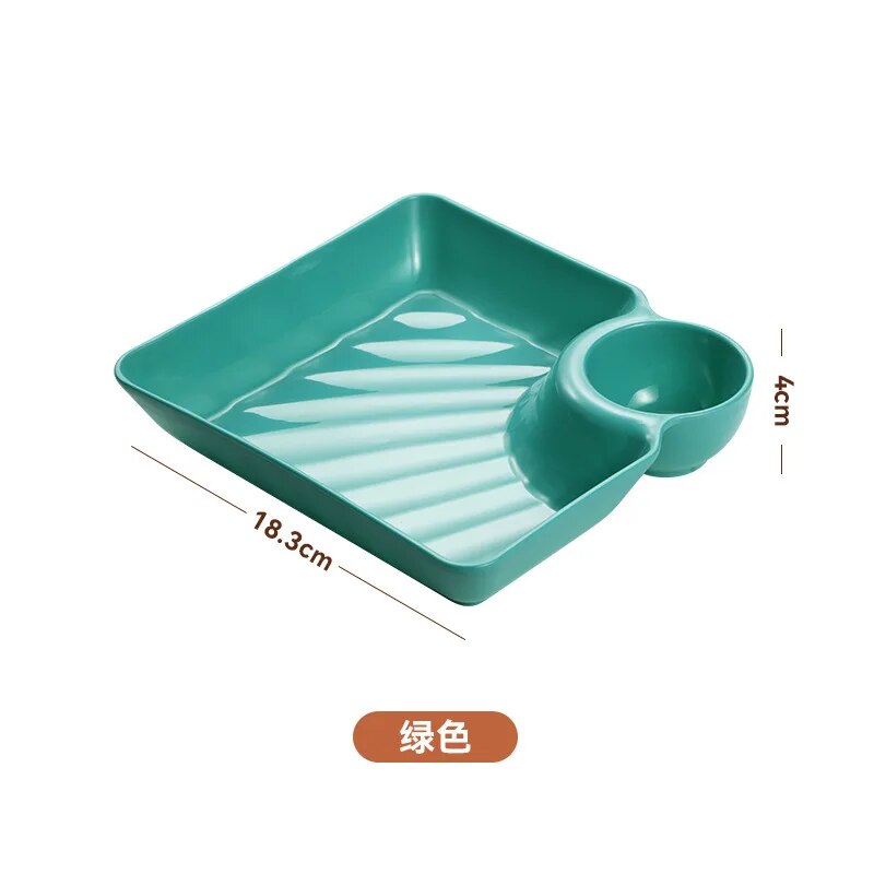 Dumpling Plate With Vinegar Dish Pp Grid Plate Ese Style Tableware Household Square Dumpling Plate Tray