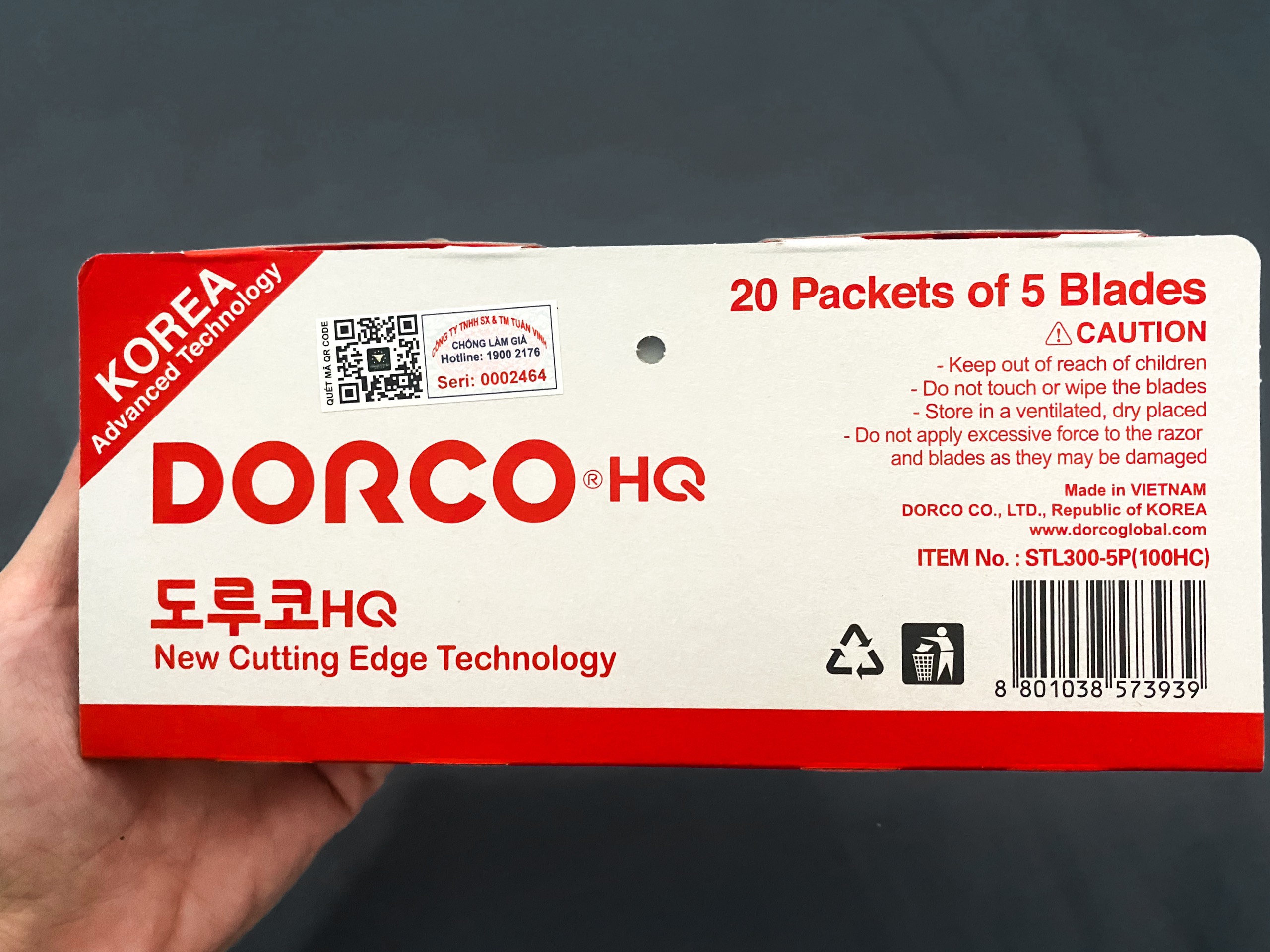 Hộp 5 Lưỡi Lam Hàn Quốc Dorco Đỏ HQ
