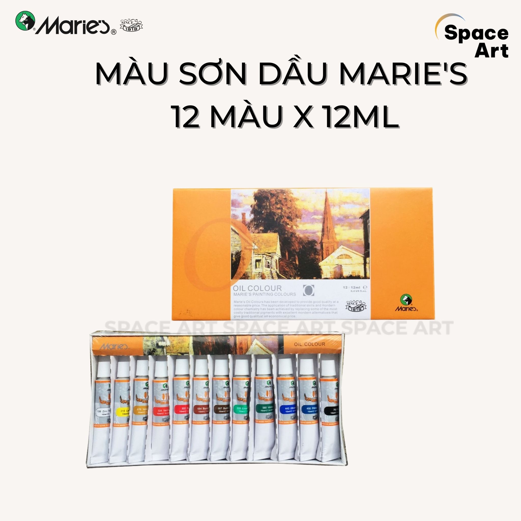 [Spacr Art Storre] Màu Sơn Dầu Marie's Set 12ml (Marie's Oil Painting Colour)