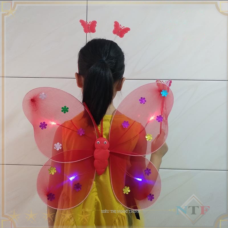 Bộ cánh bướm có đèn cho bé bờm,gậy AKKU