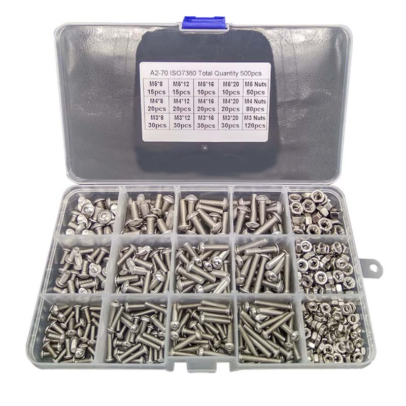 M3 M4 M5 Hex Button Socket Head Cap Screw Nut Hexagon Metric Thread Machine Bolt Assortment Kit Set 304 Stainless Steel